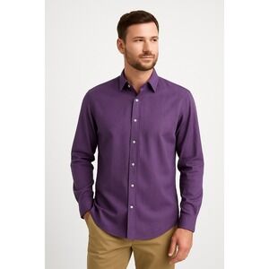 Eagle‎ Shirtmakers Purple Dress Shirt Mens 17 1/2 34/35 Regular Fit